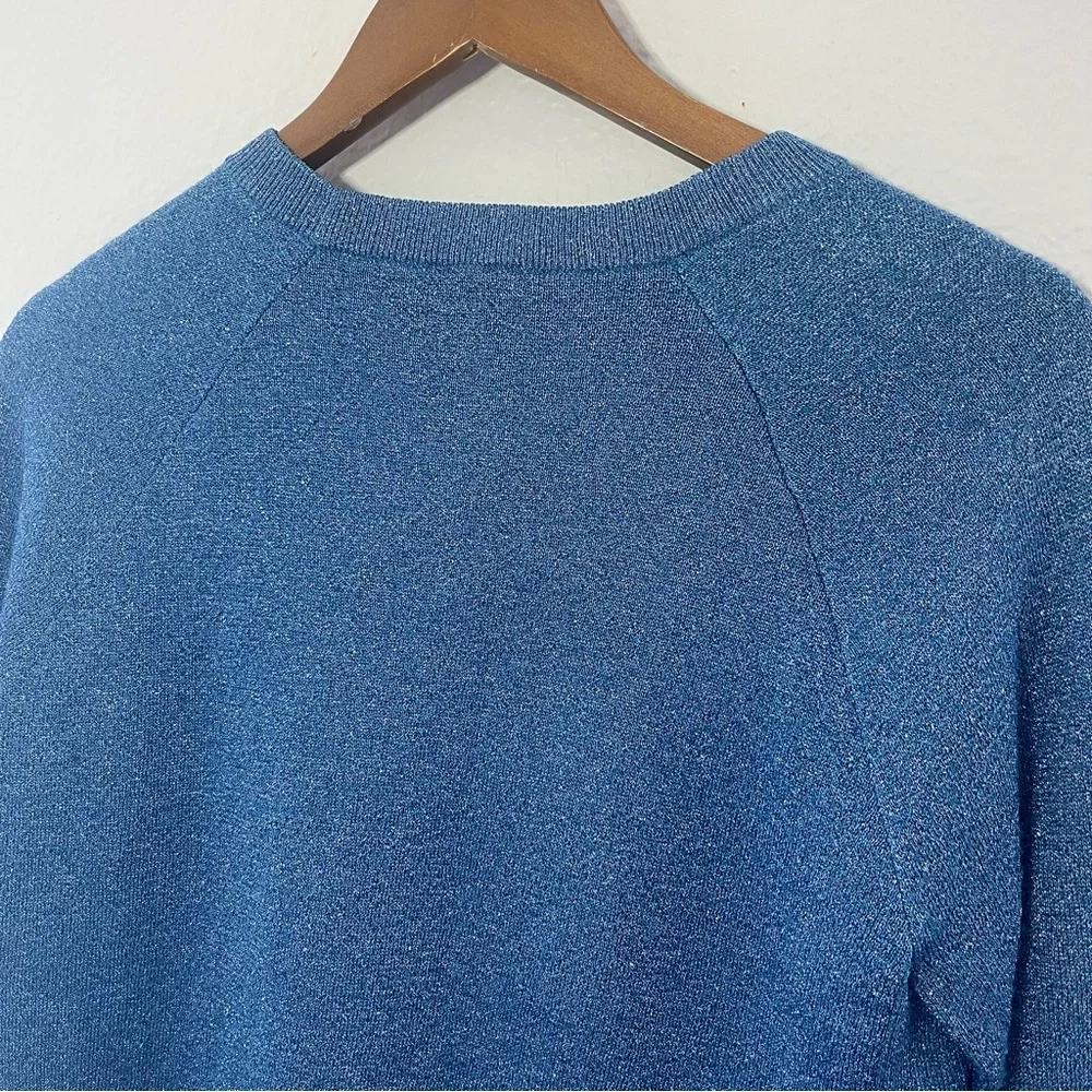 J. Crew Metallic Blue Crewneck Sweater Size Small